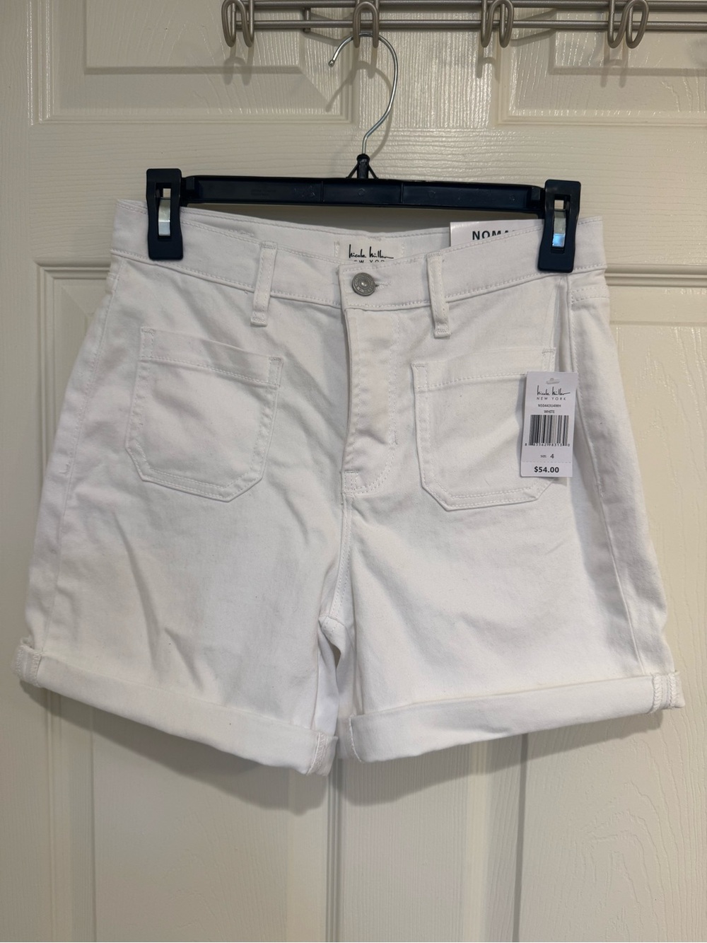 Kut from the Kloth White Cuffed High-Rise Denim Shorts